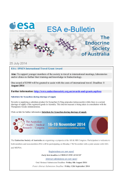 ESA e-Bulletin 25 July 2014 - The Endocrine Society of Australia