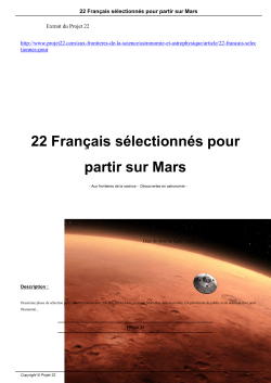 22 Français sélectionnés pour partir sur Mars