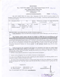 No.- lTBP/ RTC KIMIN / OM/ Limited Tender Enquiry 114-15