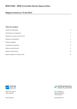 MFM Convertible Bonds Opportunities Rapport annuel au 15 mai 2014