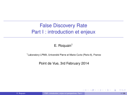 False Discovery Rate Part I : introduction et enjeux
