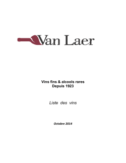 Liste des vins - Maison Van Laer