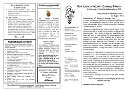 17/08/2014 newsletter - Our Lady of Mt Carmel Parish, Coorparoo