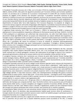 Consiglio del 5 febbraio 2014 - Ordine dei Geologi del Lazio