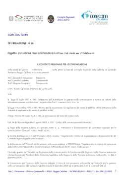 Delibera n. 96/2014 - Corecom - Consiglio regionale della Calabria