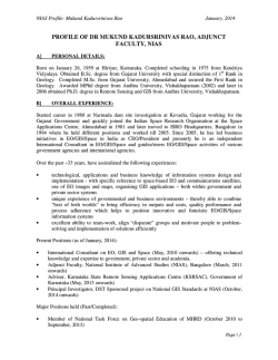 PROFILE OF DR MUKUND KADURSRINIVAS RAO, ADJUNCT