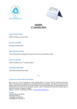 Agenda du 1er semestre 2014