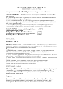 INSEGNAMENTO: Istologia ed Embriologia Umana (8 CFU