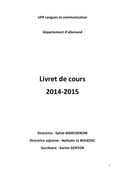 Livret de cours L3 - UFR Langues et Communication