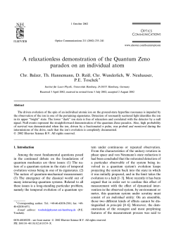 A relaxationless demonstration of the Quantum Zeno paradox on an