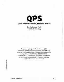 Quick Phonics Screener, Standard Version