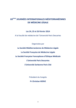 xx journées internationales méditerranéennes de médecine légale