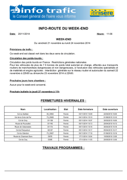 INFO-ROUTE DU WEEK-END