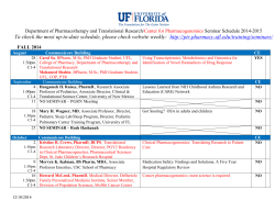 Seminar Schedule 2014 - Department of Pharmacotherapy and