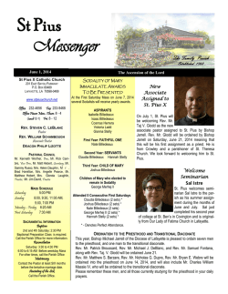 June 1, 2014 - St. Pius X Catholic Church