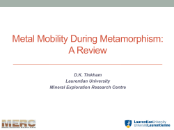 Metal Mobility During Metamorphism - MERC