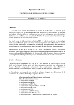 Département de la Vienne COMMISSION AD HOC REGLEMENT