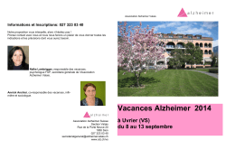 Brochure VACANCES ALZHEIMER VS 2014
