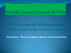 “PTA Financial Management” - DeKalb County Council of PTAs