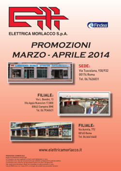 PROMOZIONI MARZO - APRILE 2014