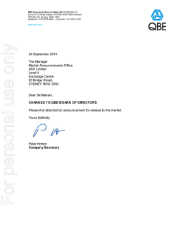 Ltr - ASX - Changes to QBE Non-Executive Directors