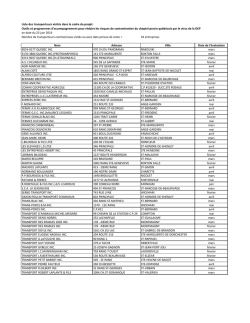 Liste des transporteurs visit&eacute;s dans le cadre du projet: en date du 23
