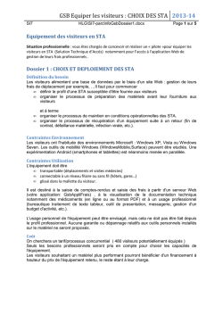 GSB Equiper les visiteurs : CHOIX DES STA 2013-14