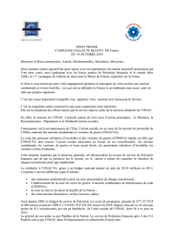Discours Bleuet de France - Haut-Commissariat de la r&eacute;publique en