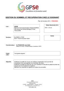 GPE 1 GESTION DU SOMMEIL