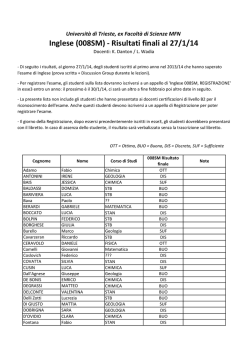 Inglese (008SM) - Risultati finali al 27/1/14
