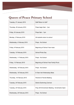 2015 Dates - Queen of Peace Parish Primary School