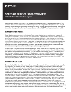 SPEED OF SERVICE (SOS) OVERVIEW