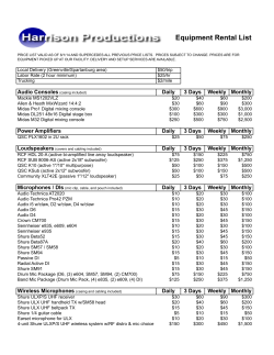 2014 Equipment Rental List - Harrison Production Services, LLC