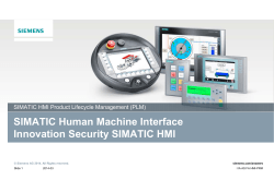 SIMATIC Human Machine Interface Innovation Security SIMATIC HMI