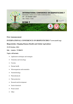 First Announcement - international conference on biopesticides 7