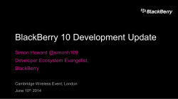 BlackBerry 10 Development Update