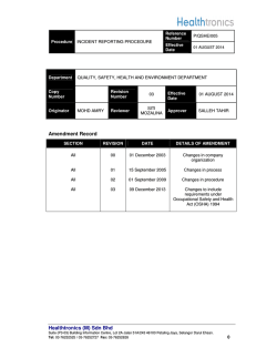 incident reporting - Healthtronics