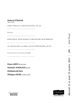 Mercredi 22 et jeudi 23 octobre 2014 20h Salle Pleyel