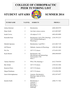 student affairs summer 2014 college of chiropractic peer tutoring list
