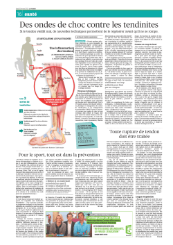 Article « Tendinites » : Le Figaro Santé Mars 2012