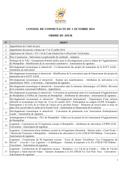conseil de communaute du 1 octobre 2014 ordre du jour