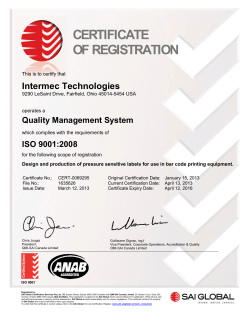 CERTIFICATE OF REGISTRATION - Honeywell Scanning and Mobility
