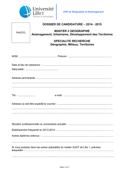 DOSSIER DE CANDIDATURE &ndash; 2014