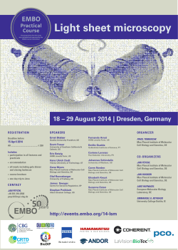 Light sheet microscopy 18 – 29 August 2014 - Events