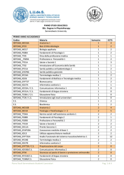 PIANO STUDI 2014/2015 BSc. Degree in Physiotherapy