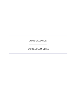 JOHN GALIANOS CURRICULUM VITAE