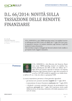 D.L. 66/2014: NOVITÀ SULLA TASSAZIONE DELLE