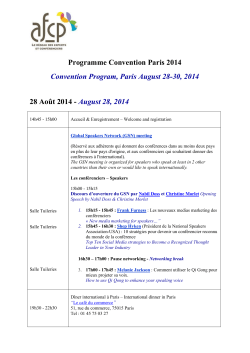 Programme Convention Paris 2014 Convention Program