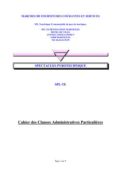 Cahier des Clauses Administratives Particulières