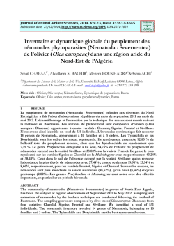 Inventaire et dynamique glo n&eacute;matodes phytoparasites (N de l